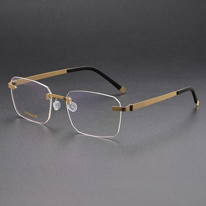 2434, venta al por mayor, marco cuadrado óptico sin marco, gafas sin montura, gafas para hombres y mujeres, gafas ópticas de titanio de alta calidad - Product Image 1
