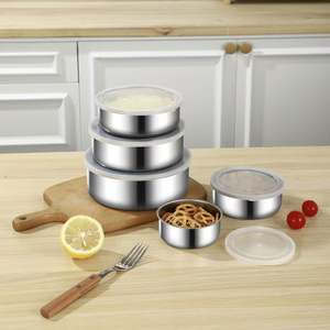 Juego de 5 Recipientes de Acero Inoxidable para Almacenamiento de Alimentos, Aptos para Microondas, Ideales para Picnic y Cocina - Product Image 4