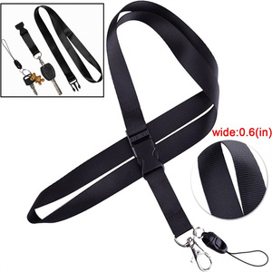 Wholesale heavy-duty retractable pull-tab <b>ID</b> badge roll, detachable mobile phone lanyard, <b>ID</b> card <b>holder</b>, black set - Product Image 2