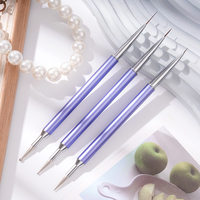 Nouveau stylo à points et pinceau à liner double embout en nylon plat pour le style de gel UV et la peinture d'ongles