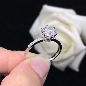 Etsy Anel de prata esterlina 925 para noivas, joia de casamento estilo clássico com 6 garras, 1 peça, zircônia cúbica, moissanite, solteiro de noivado - Product Image 2