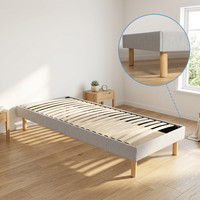Cadre de lit flottant en métal Super King avec sommier à lattes et éclairage d'ambiance LED pour mobilier de chambre principale de villa moderne et luxueuse
