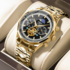 Reloj de Cuarzo Modelo 2656 para Hombre, Elegante Caja de Aleación, Correa de Acero Inoxidable, Cronógrafo, Estilo Deportivo y de Negocios, Esfera Antigua - Product Image 1