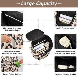 Top Quality Customs Leopard Print Lightweight Designer <b>Women</b> Eco-friendly Casual Waterproof <b>Large</b> Size Travel <b>Backpack</b> - Product Image 5