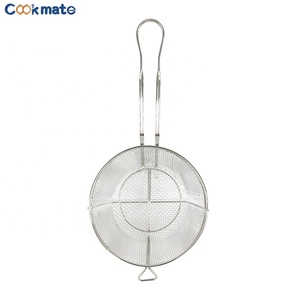 Cesta de freír de acero inoxidable de forma redonda con asa y soporte frontal de malla fina - Product Image 2