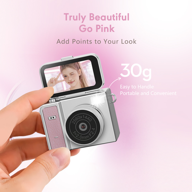 S162 Mini Digital Camera-1.47-inch CMOS Sensor Flip Screen 1080P Video Recorder Leather Strap  Fixed Focus 2K Mini Camera
