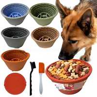Sampel Gratis Mangkuk Pendingin Hewan Peliharaan 2-in-1 Kustom, Dispenser Camilan, OEM, Pengaya Aktivitas Anjing, Makanan Beku untuk Dicium, Aman untuk Makanan, Cup Es Krim Anjing