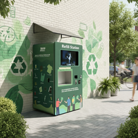 Distributeur automatique de shampooing et de détergent liquide à service libre avec paiement par code QR, capacité de 600 litres