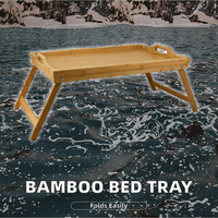 Table de lit portable en bambou sculpté, design à pieds pliants, rangement alimentaire, style américain, type sur pied, pour la maison et le bureau