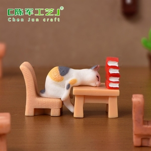 Paysage dessin animé mignon Simulation chaton Animal poupée décorations <span class=keywords><strong>à</strong></span> la main accessoires bureau petits ornements - Product Image 6