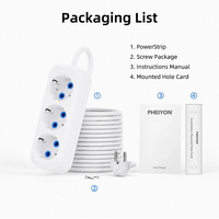 Multiprise européenne PHEIYON 3 prises 16A Schuko, prises larges espacées, CE pour hôpital, maison, bureau