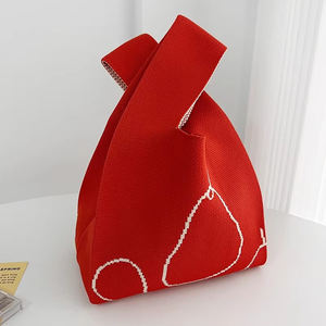 时尚设计环保钩针手提袋20 * 35厘米小购物袋草莓水果腕袋针织女士卡通 - Product Image 5