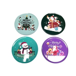 Tinplate Non-Slip Mat Gift <b>Box</b> 90MM <b>Christmas</b> Themed Tin <b>Box</b> Round Coaster UV Printing Cross-Border Spot Customizable - Product Image 4