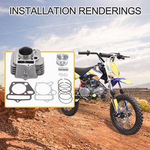 GOOFIT Doublure de cylindre en aluminium de 52,4 mm avec joints de piston de remplacement pour moteurs horizontaux Lifan 125cc <span class=keywords><strong>LF125</strong></span> Dirt Pit Bike ATV - Product Image 6