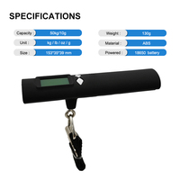 Balance de bagages numérique avec lampe torche intégrée, capacité 50 kg/10 g, balance électronique pour valise, sac de voyage, bagages