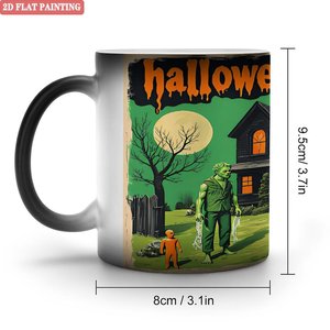 Mug en céramique 2D pour enfants, peinture à changement de couleur, 11 oz, design sensible à la chaleur, Halloween - Product Image 1