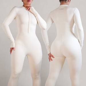 Tute sportive tute con cerniera a maniche lunghe tuta da donna morbida elasticizzata Yoga Fitness Gym indossare abbigliamento sportivo comodo - Product Image 1
