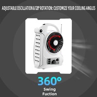 Mini ventilateur portable de 5 pouces avec fonction radio, lumière LED et moteur 6V, ventilateur de bureau avec fonction oscillante pour la maison et la voiture