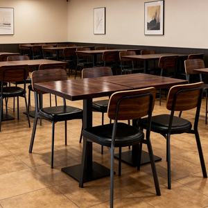 रेस्तरां फर्नीचर धातु फ्रेम कॉफी डाइनिंग टेबल सेट टेबल और रेस्तरां और कैफे और होटल के लिए कुर्सियां - Product Image 1