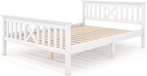 Barrières de sécurité <span class=keywords><strong>à</strong></span> deux côtés en bois massif <span class=keywords><strong>à</strong></span> <span class=keywords><strong>lattes</strong></span> blanches Montessori Clôture détachable Cadre moderne en bois pour tout-petits Lit simple Lits pour enfants - Product Image 2