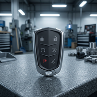 Nouvelle coque de boîtier de porte-clés à distance de voiture intelligente 6 boutons pour Cadillac Escalade ESV 2015-2019 avec LOGO de type bouclier