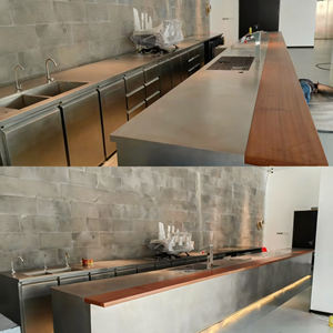 Comptoir de bar à café robotisé en forme de U avec panneau arrière porte-bouteilles et logo pour événements, expositions, mariages, traiteurs – Comptoir de bar sur mesure - Product Image 3