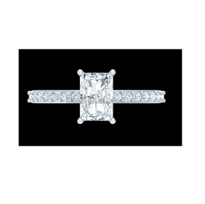 Anillo de Compromiso y Matrimonio de Diamante Cultivado en Laboratorio Radiante para Mujer, Plata de Ley 925, IGI, Venta al Por Mayor - Product Image 2