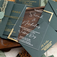 Invitation de mariage personnalisée en acrylique transparent, design rectangulaire, enveloppe DIY personnalisée
