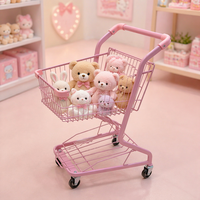 Poussette de poupée avec chariot de courses pour poupées, jouet, chariot de courses rose, rose pastel, rose poupée