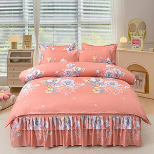 Princess Girls King-Size Bed Skirt with Pillowcase Bedsheet <b>Bedding</b> Sets - Product Image 3