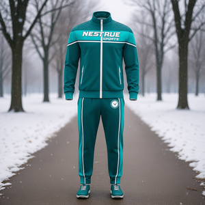 Conjunto Deportivo Personalizado para Hombre Nestrue, Traje de Chándal Ligero de Poliéster con Cremallera, Transpirable, para Entrenamiento de Invierno y Jogging, Corte Regular - Product Image 2