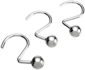 12 shower curtain hooks Aged Chrome finish metal balls shiny finish