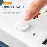 Enchufe de Extensión Universal SUZHERM con 4/5 Tomas de Corriente Alterna, 5 Puertos USB, 1 Puerto Tipo C, Interruptor de Control Principal, Protección Contra Sobrecarga, Cable de 2 m, IP20