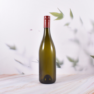 Échantillon gratuit 750ml Bouteille <span class=keywords><strong>de</strong></span> vin en verre <span class=keywords><strong>de</strong></span> forme bordeaux vert ambré foncé avec liège en bois - Product Image 2