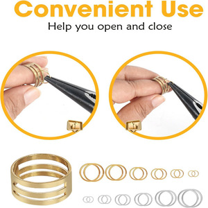 Kit de joyería DIY: Anillos abiertos de aleación, cierres de langosta para hacer pulseras, juego de accesorios redondos - Product Image 3