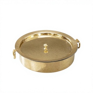 Solid Brass <b>Biryani</b> Handi With Dual Handle Round <b>Biryani</b> Cookware <b>Pot</b> For Kitchen Stovetop Cooking Handi With Lid - Product Image 1