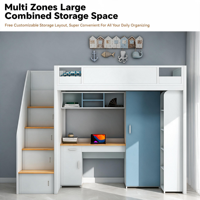 Lit superposé moderne en métal de style nordique avec bureau intégré, construction robuste pour dortoirs d'étudiants et appartements