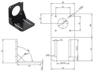 <b>Black</b> 42mm NEMA17 Motor Mounting <b>Bracket</b> Screws L-shape Fixed Seat Holder Steel Hybrid Coated - Product Image 2