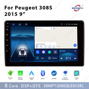 BAIDAYU Écran tactile multimédia pour voiture 9 pouces GPS USB CarPlay Android Auto Aide au recul Affichage IPS <span class=keywords><strong>Peugeot</strong></span> 308S 2015 - Product Image 3