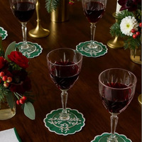 Vente en gros de napperons de table en lin personnalisés avec logo brodé, serviettes de cocktail rondes pour bars, fêtes, mariages, restaurants