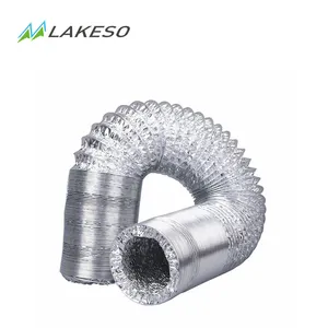 Lakeso ท่ออลูมิเนียมยืดหยุ่นสำหรับระบายอากาศ HVAC ท่ออลูมิเนียมฟอยล์ยืดหยุ่น