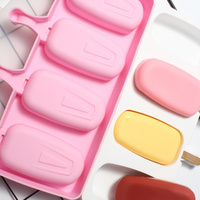 Mignon 4 Trous DIY Moule À Glaçons De Qualité Alimentaire Silicone Facile À Dégager Ménage Grand Ovale Crème Glacée Popsicle Moule