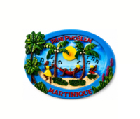 Aimants de réfrigérateur ovales 3D en résine Martinique, scène de plage tropicale, souvenir, décoration murale, cadeau touristique, vente en gros, aimants de réfrigérateur
