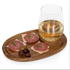 Plateaux à gobelets en bois d'acacia écologiques personnalisés en gros |   Assiettes à steak pour plateaux en verre ou en bois, design zen asiatique, pour les fêtes - Product Image 5