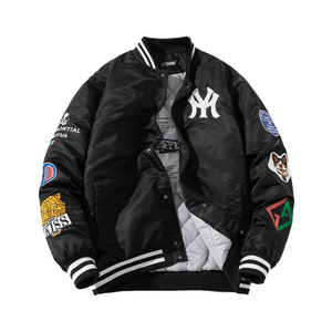 Automne hiver Slim Fit hommes Bomber veste Style coréen col montant Streetwear Baseball <span class=keywords><strong>manteau</strong></span> avec broderie <span class=keywords><strong>XS</strong></span> vêtements d'extérieur décontractés - Product Image 1