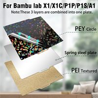 Plaque de construction PEY PEI pour imprimante 3D Bambu Lab X1/X1C/X1E/P1P/P1S/A1 257*257mm cercle de lit chauffant PEY + PEI texturé