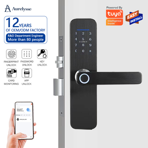Serrure de porte intelligente Tuya haute sécurité, prix d'usine Aurelysse, OEM ODM, serrure électronique numérique biométrique à empreintes digitales pour la maison et le bureau - Product Image 1