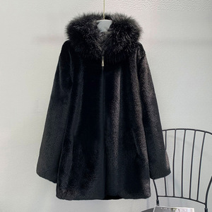 Manteau d'hiver chaud pour homme en fausse fourrure noire à capuche, fermeture éclair, en peluche, fourrure de vison, mi-long, décontracté - Product Image 5