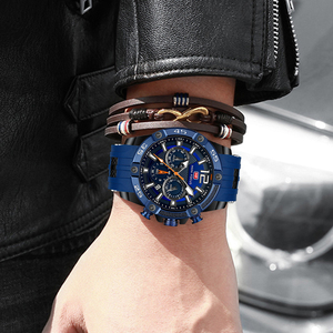 MINI FOCUS 0349G นาฬิกาควอทซ์อนาล็อกโครโนกราฟสำหรับผู้ชาย,นาฬิกาข้อมือสายซิลิโคนเข็มเรืองแสงสำหรับผู้ชาย2021 - Product Image 5