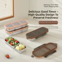 Boîte de conservation alimentaire en acier inoxydable 304 de qualité alimentaire avec compartiments, boîte à lunch avec couvercle, boîte de rangement pour collations